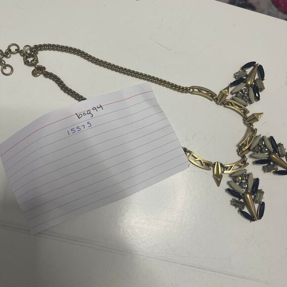 J. Crew J Crew gold tone statement necklace signed costume jewelry faux jewels - Picture 14 of 14